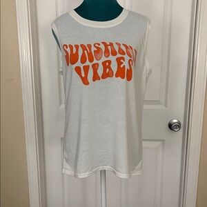 White Tank Top with Orange Graphic